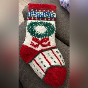 Vintage Acrylic Knit Yarn Christmas Tree Stocking